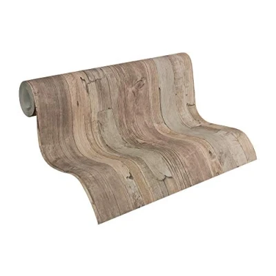 Image de A.S. Création Papier peint adhesif bois en beige et marron tasseau de pour différents espaces 10,05 m x 0,53