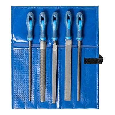 Image de PFERD Assortiment de limes d’atelier en étui PVC enroulable, 5 limes, taille croisée H3, 250 mm, 11800543 pour les travaux et l’usinage finition