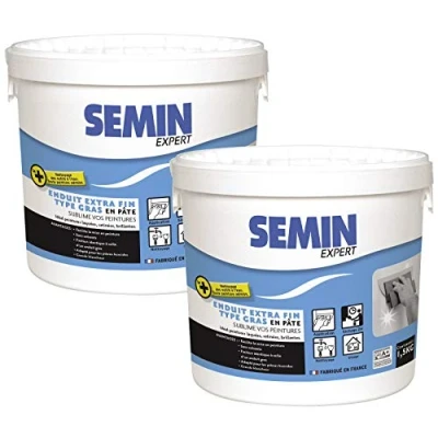 Image de Semin Enduit Extra Fin, Lissage Type Gras Sans Solvants Séchage Rapide Intérieur/Extérieur Seau de 1,5 kg (Lot 2)
