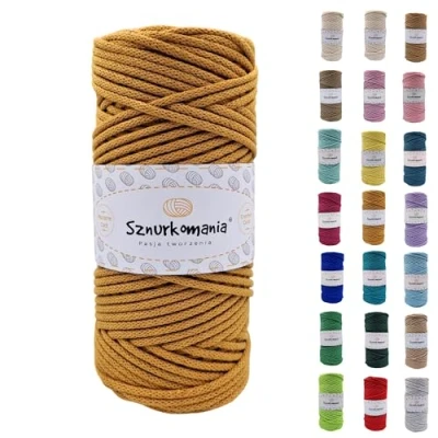 Image de cordon en coton 3 mm, 100 m, 46 couleurs, tressé de macramé, fil qualité supérieure, corde à macramé (moutarde)