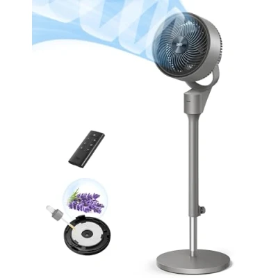 Image de Dreo 80ft Electric Standing Fan for Bedroom, 25dB Silent Pedestal Fans with Remote, 80 Oscillating, 90 Manual Vertical, 3 Speeds, 34 41&quot; Adjustable Height, 6H Timer