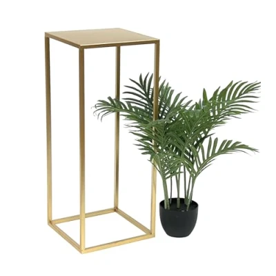 Image de DanDiBo 96506 Tabouret à fleurs carré en métal doré Table d&#039;appoint Colonne de Support moderne pour plantes 50 cm