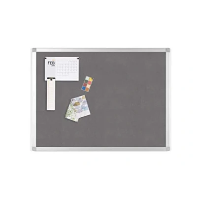 Image de BoardsPlus Tableau d&#039;Affichage en Feutre Gris, 120 x 90 cm, Cadre Aluminium