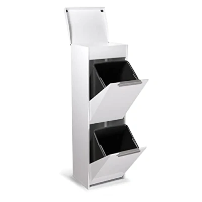 Image de ARREGUI Ecoclas Plus CR221 E Poubelle de Recyclage Cuisine 2 Bacs x 17 L (34 L) Tri Sélectif Rangements et Plateau multifonction Meuble Seaux Sac blanc