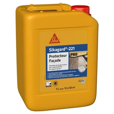 Image de SIKA Hydrofuge imperméabilisant Façade et mur Sikagard 221 Protecteur Améliore la résistance aux salissures Multisupports Application facile Prêt à l&#039;emploi Pour 12 50m2 5L