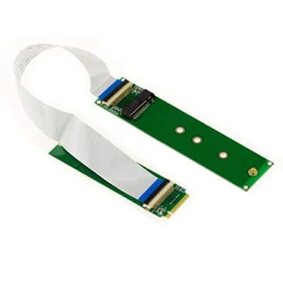 Image de Extension rallonge de type riser pour port M.2 NGFF, support SSD M2 PCIe M Key AHCI ou NVMe avec nappe souple 20cm