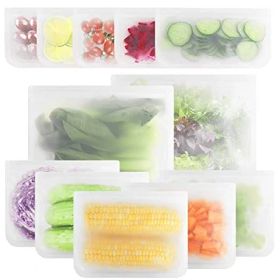 Image de Gaoyong 12PCS Sac de Conservation Reutilisable, Congelation Cuisineco Sachet, Réutilisable (Comprend Une Brosse)