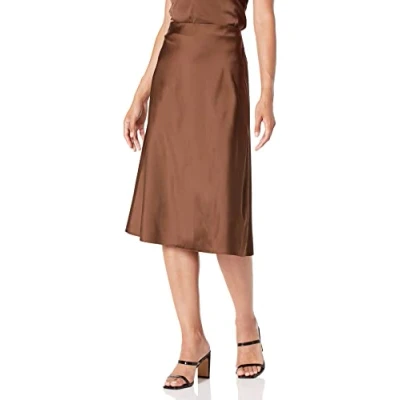 Image de The Drop Maya Jupe soyeuse à enfiler pour Femme, Grain de café, 4XL Grande taille