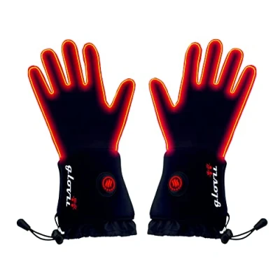 Image de Glovii GLB Gants Chauffants Universels &amp; Étui PratiqueChauffe Mains Électriques pour Hommes Et Femmes avec Batterie Rechargeable Li Poly PocheFait De Fibres Carbone, 95% PolyesterNoir, SM