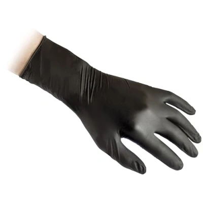 Image de Reflexx N79p/L Extra long, 30 cm, sans poudre Gants en nitrile Gr7.7, grande taille, Noir (Lot de 50)