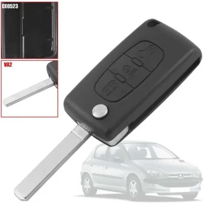 Image de OcioDual Coque Clé Plip CE0523 à 3 Boutons Phares avec Lame VA2, Télécommande Compatible Peugeot 206 207 306 307 308 407 607 806, Citroen C2 C3 C4 C5 C6, Key Case