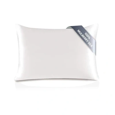 Image de townssilk Housse de coussin double face, 40 x 70 cm, 100 % soie mûrier pure, 82,46 g/m² (19 mommes), convient pour la peau et les cheveux, avec fermeture éclair cachée, 600 fils, blanc naturel