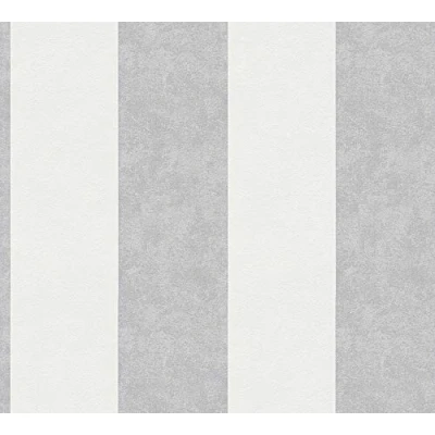 Image de A.S. Création Papier peint intissé Tapisserie à rayures en gris, crème et blanc pour différentes pièces mural de 10,05 m x 0,53