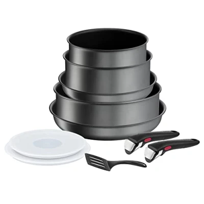 Image de Tefal Ingenio Batterie de cuisine 10 p, Poêles, Casseroles, Induction, Revêtement antiadhésif résistant, Empilable, Compatible lave vaisselle, Fabriqué en France, Daily Chef On L7619302