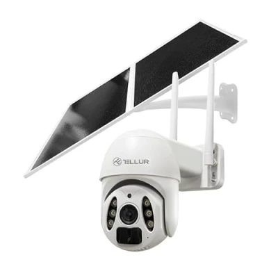 Image de Caméra solaire WiFi intelligente Tellur, P&amp;T, 3MP, 2K UltraHD, PIR, panneau 20W, blanc Neuf