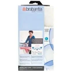 Image de Brabantia Housse Table à Repasser C PerfectFlow Tout En Un Innovant Trois Couches Conçue Pour la Vapeur Absorber Toute Condensation 100% Coton Résistant Bubbles 124 x 45 cm