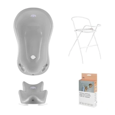 Image de Hylat Baby Set : Baignoire pour bébé avec support, siège de bain et vidange Certificat TÜV Rheinland solution idéale d&#039;agréables expériences Collection Lite