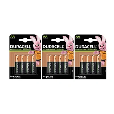 Image de 12 x Duracell AA rechargeable 2500 mAh (3 ampoules de 4 batteries) piles rechargeables