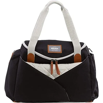Image de BÉABA, Sac à langer Sydney II, Modulable, Grande contenance, Rangements multiples, Grand espace cocoon, Pochette repas isotherme, Système attache poussettes, Anses transport, Noir