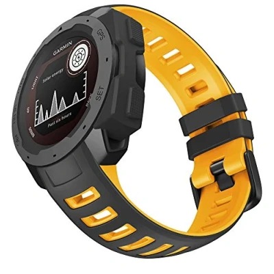 Image de WIIKAI Bracelet de Rechange en Silicone pour Garmin Instinct,Instinct Esport Bracelets Montre Rechange.(Noir et Jaune)