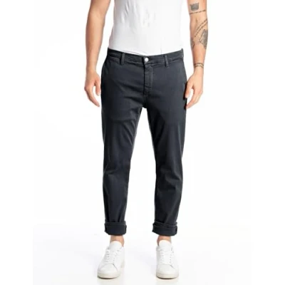Image de REPLAY Hommes Chino Zeumar Slim Fit Hyperflex X Lite mit Stretch, Bleu (Bleu 010 1), 31W / 34L