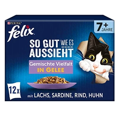 Image de FELIX Nourriture pour Chat Senior Humide en gelée, mélange de variétés, Lot 6 (6 x 12 sachets 85 g)