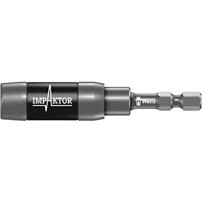Image de Wera 05057676001 897/4 IMP R Porte embouts Impacter avec aimant annulaire et jonc d’arrêt, 1/4 pouce x 75 mm, Gris/noir