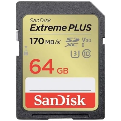 Image de SANDISK Cards Extreme Plus Carte mémoire SDHC 64 Go 170 Mo/s 80 Classe UHS I