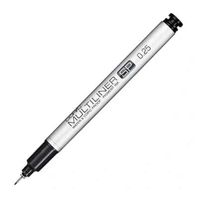 Image de COPIC Multiliner SP 0,25 mm, Black, Feutre Fin en Aluminium avec Pointe Fine et Encre à pigments résistante l&#039;eau
