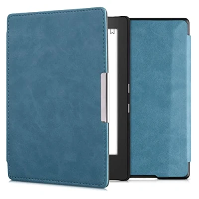 Image de kwmobile Étui Compatible avec Kobo Aura H2O Edition 1 Coque à Rabat magnétique Tablette eReader Similicuir pétrole