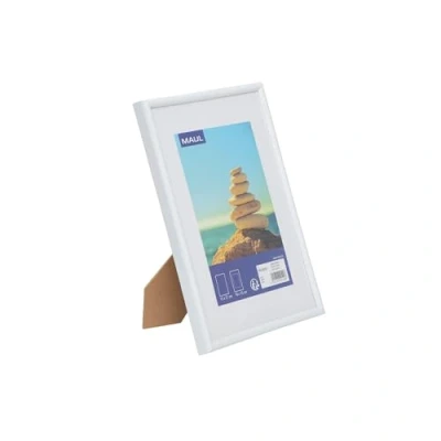 Image de Maul Cadre photo MAULart 15 x 21 cm en plastique pour format portrait ou paysage Avec passe partout interchangeable à poser Idéal photos et collages Blanc