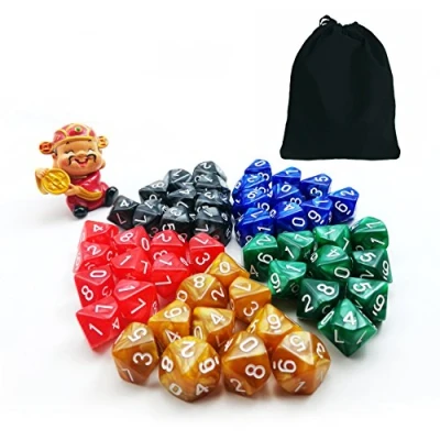 Image de 50pcs D10 Pack, 5X10pcs 10 Sides Dice Marble Polyhedral Set