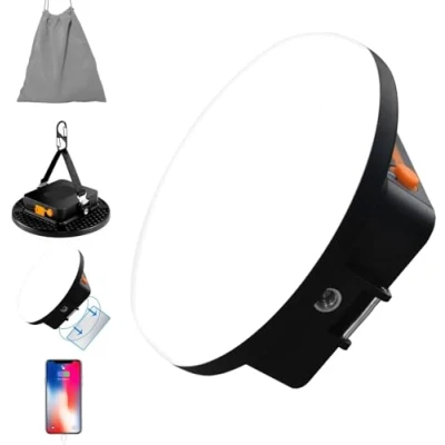 Image de Lampe LED Rechargeable, 12000 mAh Power Bank, Camping USB 2500LM, avec aimant et port d&#039;écrou 1/4, pour Tente, Camping, Ouragan, Randonnée, Urgence, Panne
