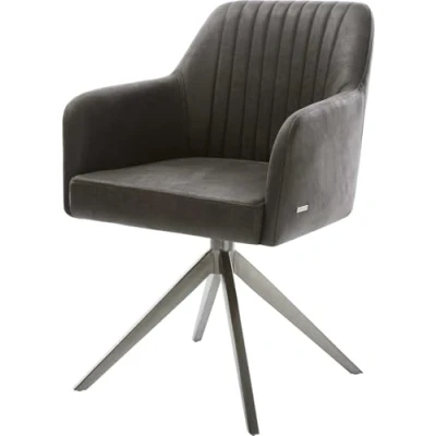 Image de Chaise pivotante Greg Flex microvelours anthracite vintage pied croisé large grafiete pivotement sur 360 fonction bascule ressorts ensachés
