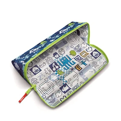 Image de Maped Trousse Scolaire Ouverture XXL Personnalisable Réversible, avec 1 Côté A Colorier Grande Pratique Triangulaire 22 x 6cm PIXEL BLEU