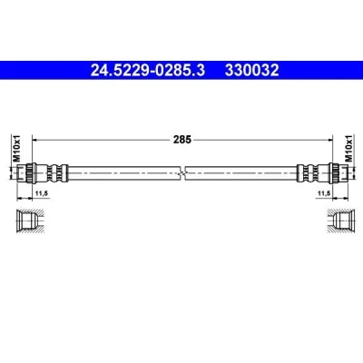 Image de ATE 24.5229 0285.3 Flexible De Frein 285 RENAULT: Super 5 3/5 portes, Rapid, LAGUNA 1, DACIA: Duster SUV, Sandero I, Logan I MCV