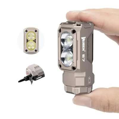 Image de WUBEN Mini lampe de poche E7 1800 lumens Kaki rechargeable avec aimant EDC super lumineuse 6 modes LED type C ; IP68 pour lampes frontales