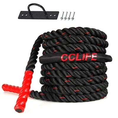 Image de CCLIFE Corde Ondulatoire Battle Rope Musculation de Bataille pour Exercice Sport diamètre 38mm, Anching Included ZERRO