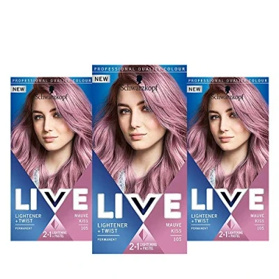 Image de Schwarzkopf Live Colour Lightener Plus Twist 105 Lot de 3 boîtes coloration capillaire Mauve Kiss