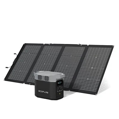 Image de Pack Générateur solaire EcoFlow DELTA 2 et panneau 220 W, capacité de 1 3 kWh, batterie LFP, charge rapide, station électrique portable pour secours domestique, balcon, camping cars