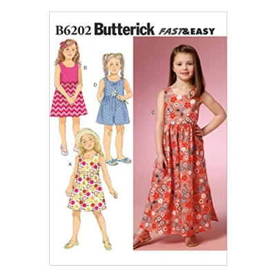 Image de Butterick Patterns 6202 cl Tailles 6/7/8 pour Enfant/Filles Robe et Jupe Short