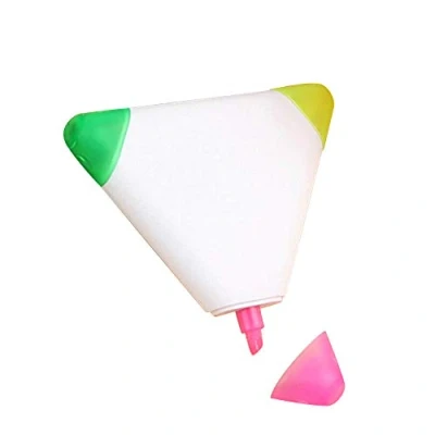 Image de Surligneur tricolore 3 en 1 forme de triangle pour une utilisation à l&#039;école et les devoirs