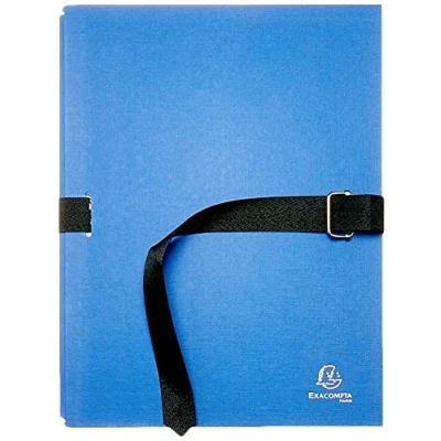 Image de Exacompta Réf. 223000E Paquet de 5 chemises à dos extensible en papier toilé couleur jusqu&#039;à 13 cm fermeture par sangle dim 24 x 32 pour format A4 couleurs assorties