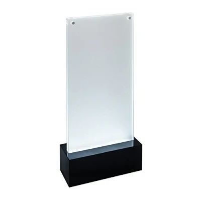 Image de SIGEL TA424 Présentoir de table LED pour DL, présentation double face à illuminer, transparent/noir, acrylique