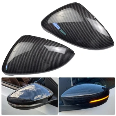 Image de Kakulkomen 1 Paire Coquille Rétroviseur Gauche Droite Couvercles Miroir Côté pour V W Golf MK7 7.5 GTI 7 R (fibre de carbone)