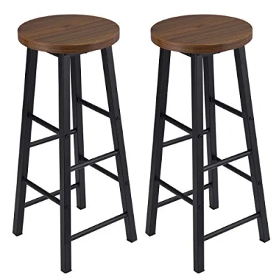 Image de WOLTU BH130dc 2 Lot de Tabourets Bar Tabouret Bistrot Structure en Acier Stable et Durable Surface d&#039;assise MDF,Hêtre Foncé
