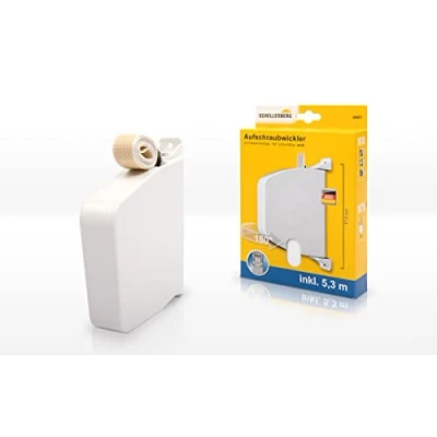 Image de Schellenberg 50801 Enrouleur de sangle volet roulant système Maxi 23 mm, pivotant, avec incluse 5,3 m, espacement des trous 17 cm, Blanc