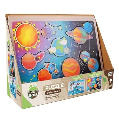 Image de PLANÈTE Bois Puzzle Le Système Solaire Ou La Banquise FSC Jeu Educatif 052466 8 Pièces Modèle Aléatoire pour Enfant 30 cm x 22,5 À Partir de 2 Ans