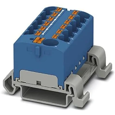Image de Phoenix CONTACT PTFIX 10/12X4 NS35A BU Bloc de distribution 800 V 32 A Nombre connecteurs 13 Section 0,2 mm² 6 AWG 24 10 Bleu Largeur 46,3 mm