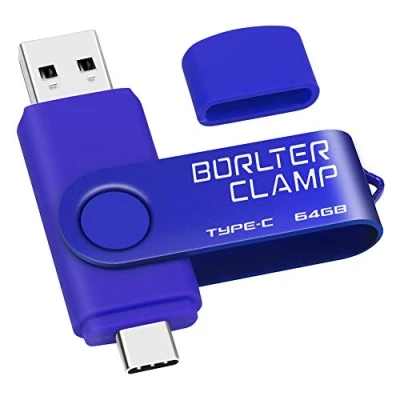 Image de Clé USB Type C 64 Go, BorlterClamp Mémoire Stick Double Connecteur 3.0 U Disque Flash Drive pour Smartphone Android Samsung S10/S9/S8, Huawei Honor, LG, Tablette et Ordinateur (Bleu)